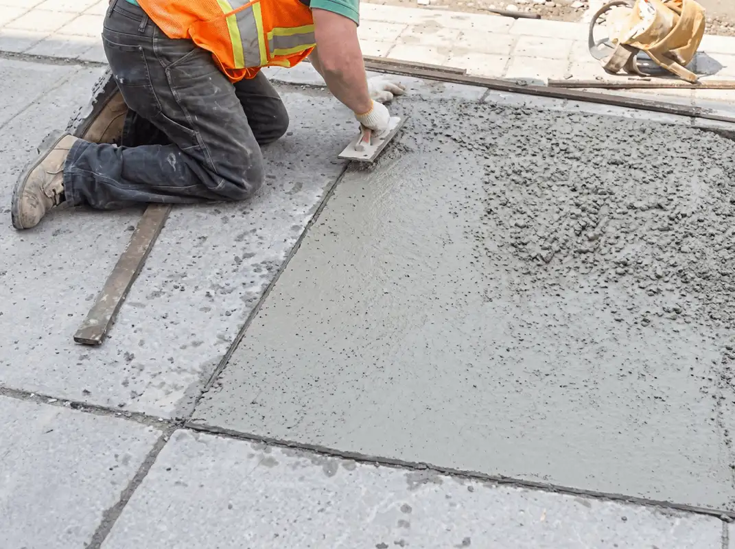Professional repairing a concrete floor in Detroit, MI