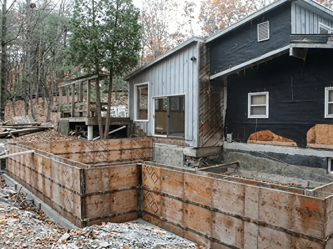 Prepared site with foundation forms for home remodeling and addition project in Detroit, MI